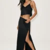 Jupe longue Radiance taille basse en mélange de soie - Noir