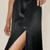 Jupe longue Radiance taille basse en mélange de soie - Noir