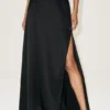 Jupe longue Radiance taille basse en mélange de soie - Noir