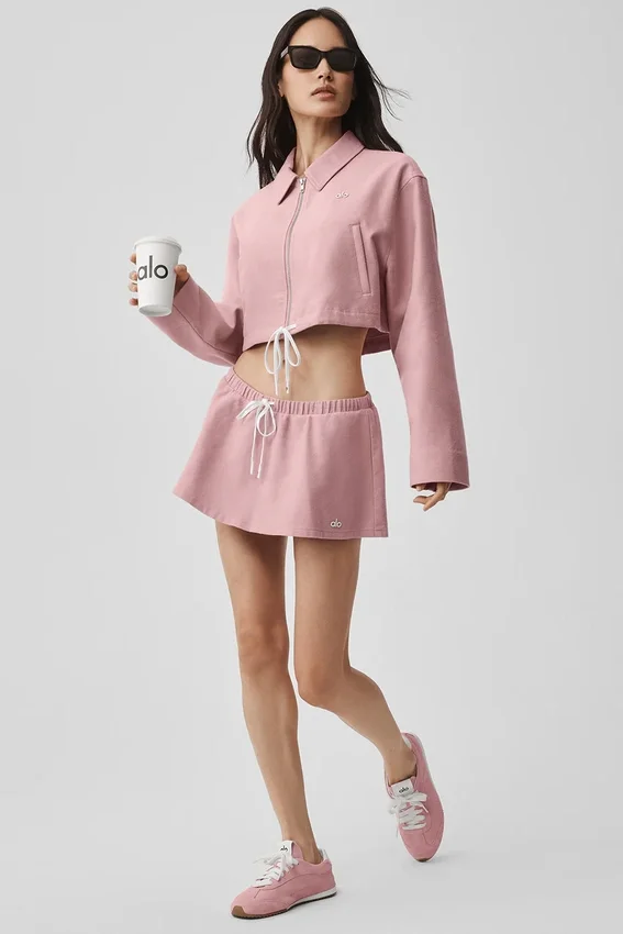 Veste courte zippée « Fan Favorite » – Rose vintage