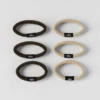 Élastiques cheveux anti-nœuds (lot de 6) - Beige/Espresso