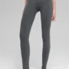 Legging sans coutures High-Waist en maille côtelée bicolore - Gris brumeux foncé chiné