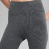 Legging sans coutures High-Waist en maille côtelée bicolore - Gris brumeux foncé chiné