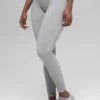 Legging sans coutures High-Waist et à côtes bicolores - Gris brume clair chiné
