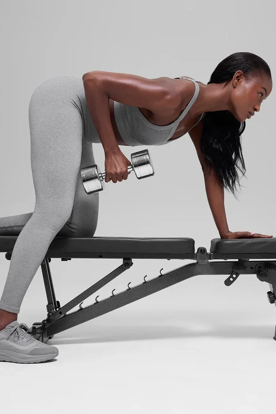 Legging sans coutures High-Waist et à côtes bicolores - Gris brume clair chiné