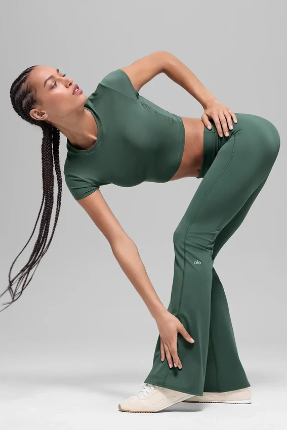 Legging évasé 7/8 Alo Softsculpt à ourlet rabattable – Vert trèfle