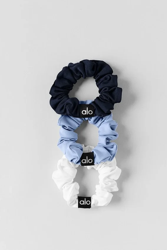 Lot de 3 mini-chouchous Fresh – Bleu Provence clair/Bleu marine/Blanc