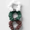 Lot de 3 mini-chouchous Fresh – Brownstone / Blanc / Vert trèfle