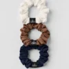 Lot de 3 mini-chouchous « Fresh » - Brun ensoleillé/Ivoire/Bleu marine