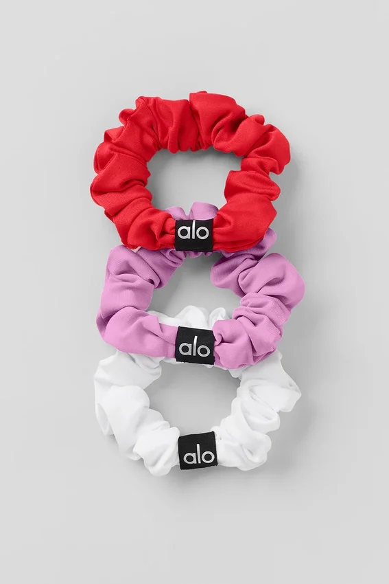 Lot de 3 mini-chouchous Fresh - Rouge vif/Rose bonbon/Blanc