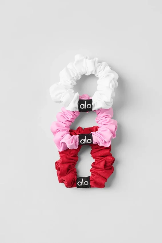 Lot de 3 mini-chouchous Fresh - Rouge vif / Rose tendre / Blanc