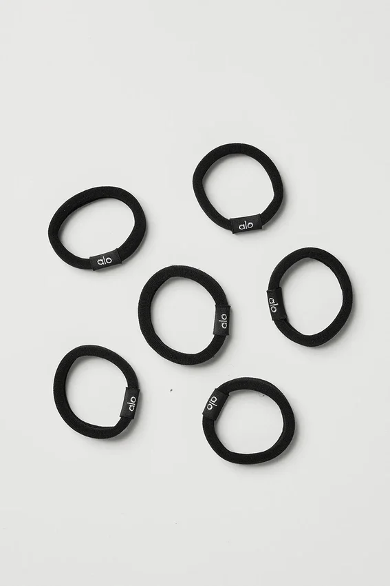 Lot de 6 élastiques cheveux anti-nœuds - Noir