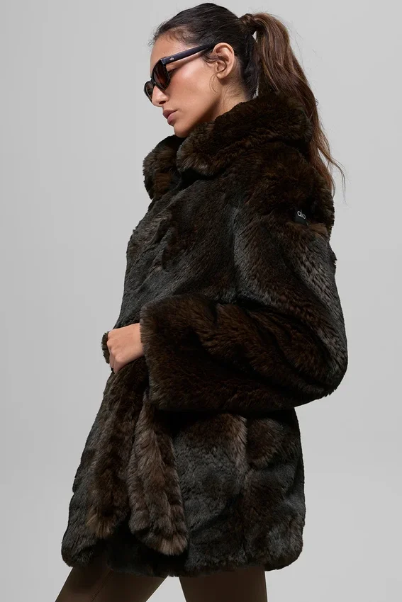 Manteau en fausse fourrure Starstruck - Marron nuit/Noir