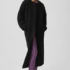 Manteau long City Girl en laine double face – Noir