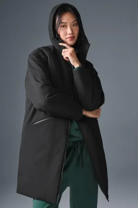 Manteau long matelassé « Rain or Shine » - Noir