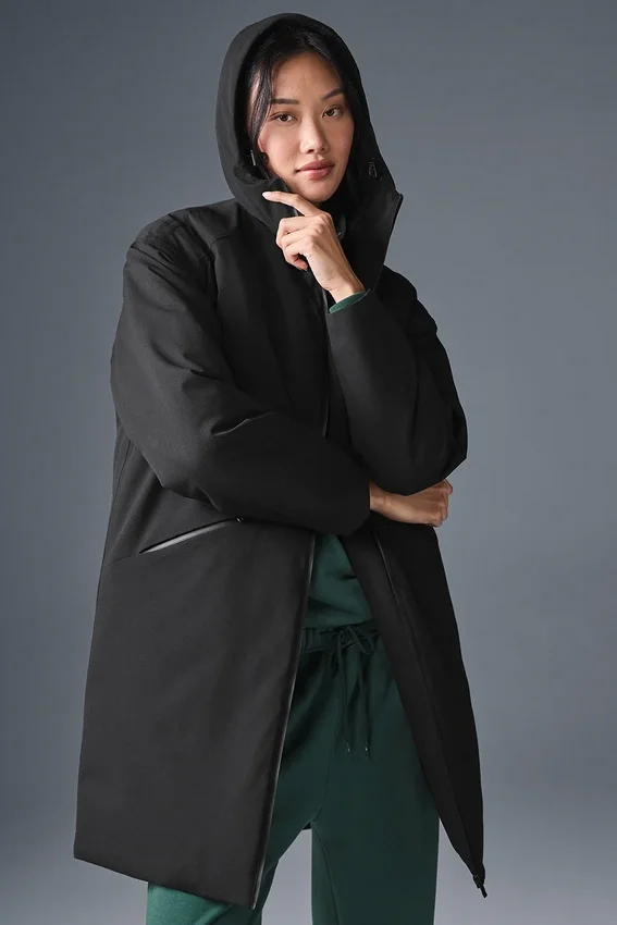 Manteau long matelassé « Rain or Shine » - Noir