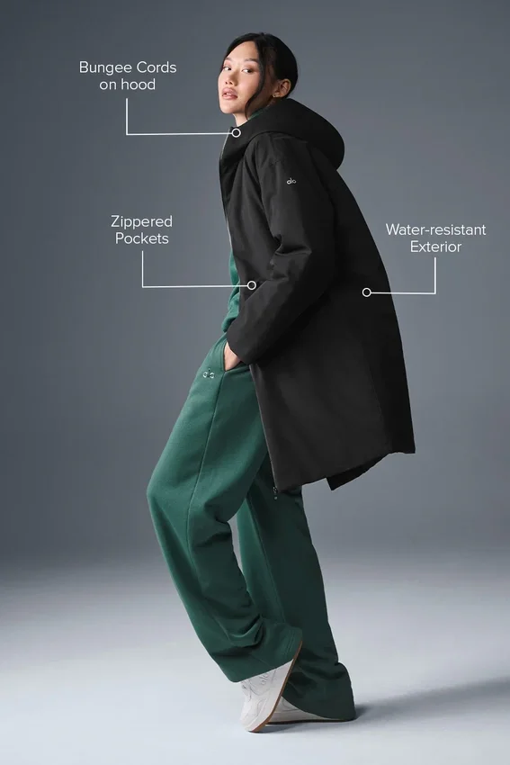 Manteau long matelassé « Rain or Shine » - Noir