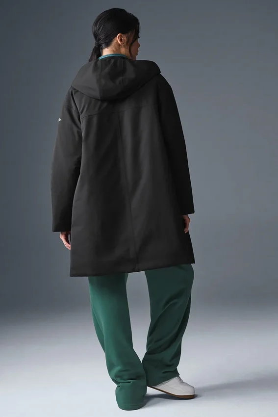 Manteau long matelassé « Rain or Shine » - Noir