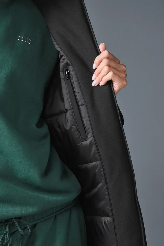 Manteau long matelassé « Rain or Shine » - Noir