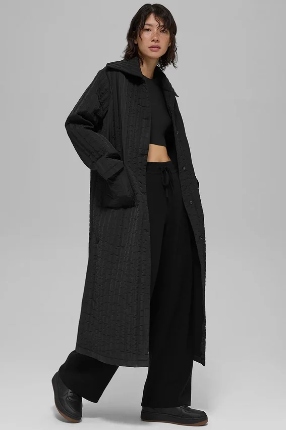 Manteau long matelassé Skyline - Noir