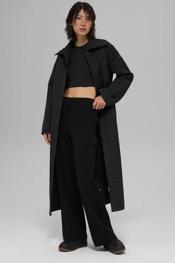 Manteau long matelassé Skyline - Noir