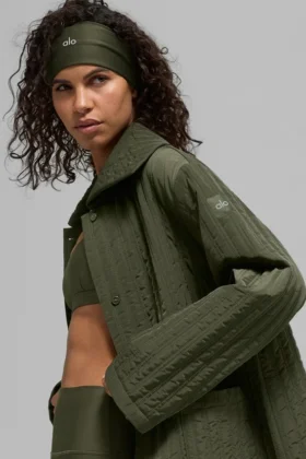 Manteau long matelassé Skyline – Vert olive