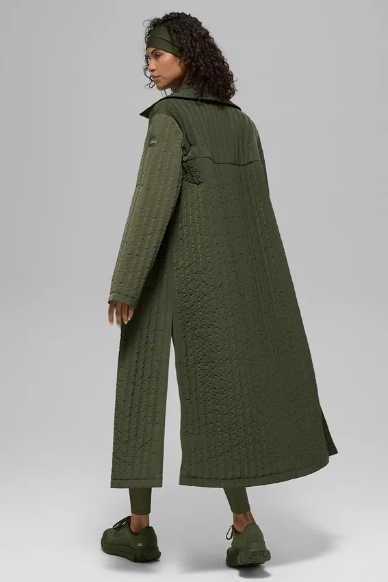 Manteau long matelassé Skyline - Vert olive