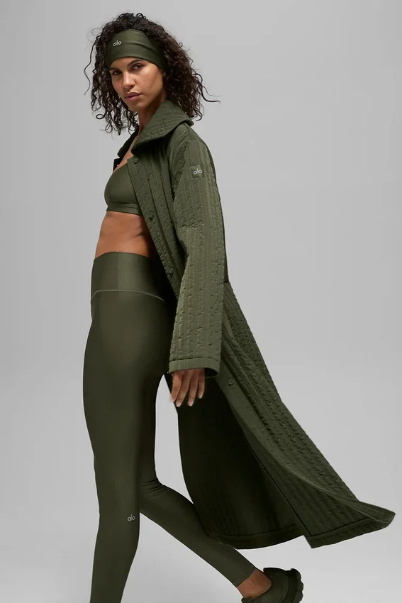 Manteau long matelassé Skyline - Vert olive