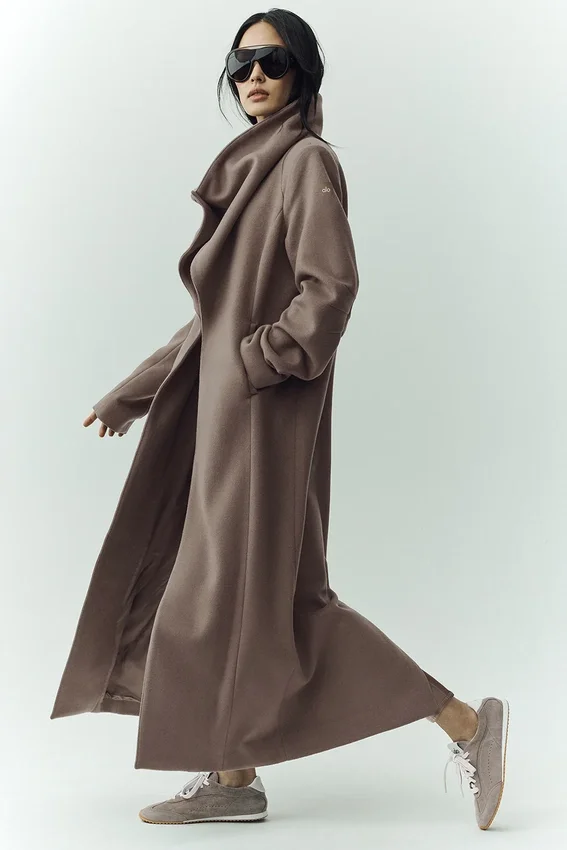 Manteau long Nightfall en mélange de laine - Alpine Cocoa Heather