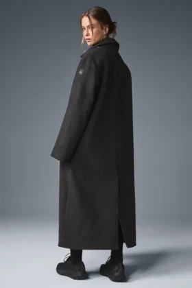 Manteau long Wool Metro – Gris chiné foncé