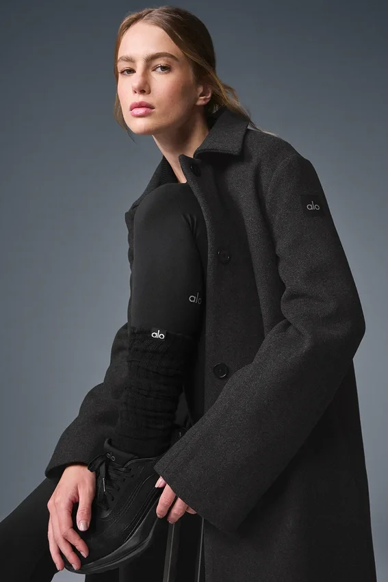 Manteau long Wool Metro - Gris chiné foncé