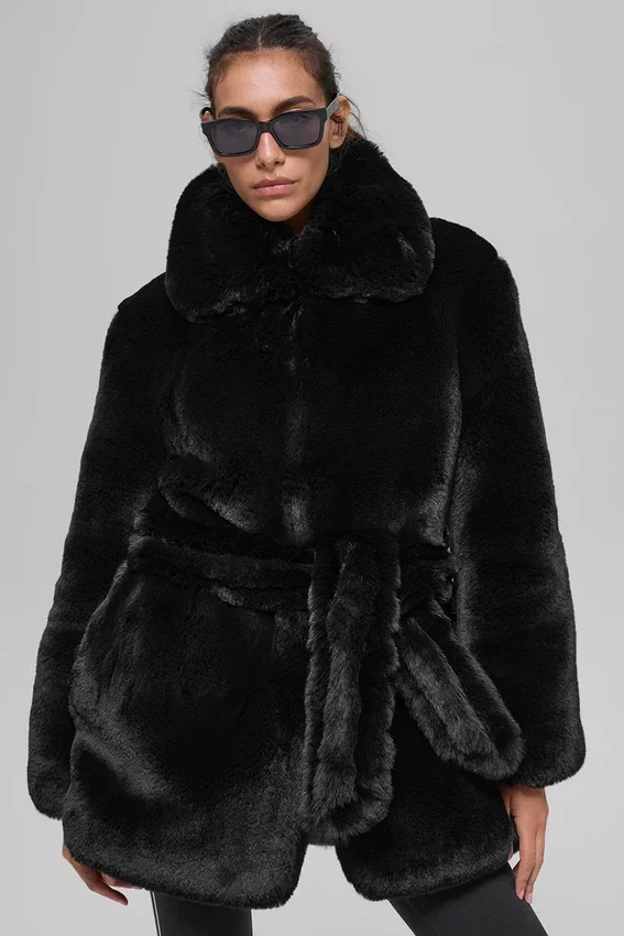 Manteau Starstruck en fausse fourrure - Noir