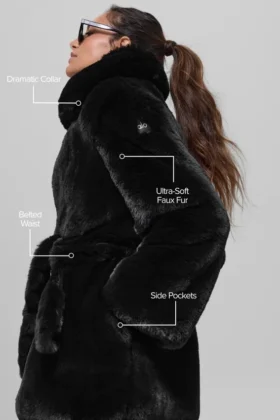 Manteau Starstruck en fausse fourrure – Noir