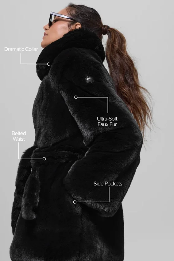 Manteau Starstruck en fausse fourrure - Noir
