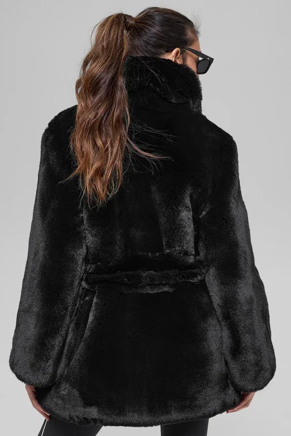 Manteau Starstruck en fausse fourrure - Noir