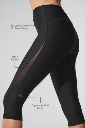 Pantalon capri High-Waist Airlift Mesh « Just Right » – Noir