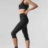 Pantalon capri High-Waist Airlift Mesh « Just Right » – Noir