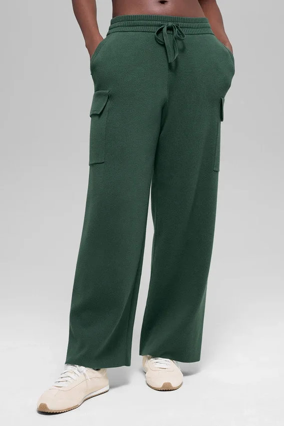 Pantalon cargo High-Waist en maille Scholar - Vert trèfle