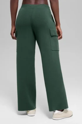Pantalon cargo High-Waist en maille Scholar – Vert trèfle