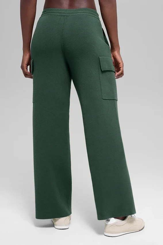 Pantalon cargo High-Waist en maille Scholar - Vert trèfle