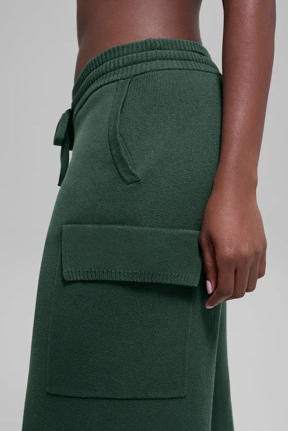Pantalon cargo High-Waist en maille Scholar - Vert trèfle
