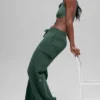 Pantalon cargo High-Waist en maille Scholar - Vert trèfle