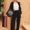 Pantalon cargo High-Waist Scholar Knit - Noir