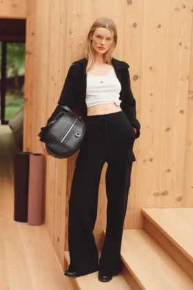 Pantalon cargo High-Waist Scholar Knit - Noir