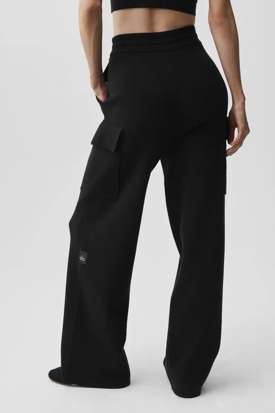 Pantalon cargo High-Waist Scholar Knit - Noir