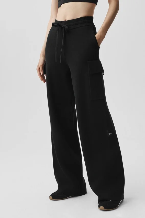 Pantalon cargo High-Waist Scholar Knit - Noir