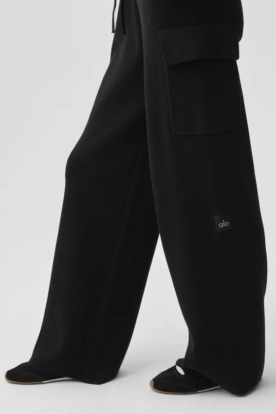 Pantalon cargo High-Waist Scholar Knit - Noir