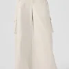 Pantalon cargo à jambes larges (long) - Ivoire