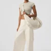 Pantalon cargo à jambes larges (long) - Ivoire