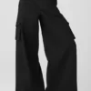 Pantalon cargo à jambes larges (long) - Noir